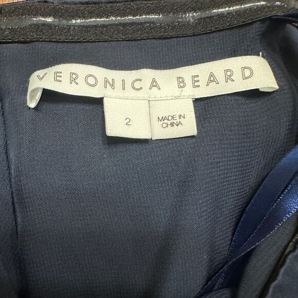 Veronica Beard Navy Kupa Strapless Ruched Silk Dress, Wedding Guest, size 2 - Picture 8 of 11